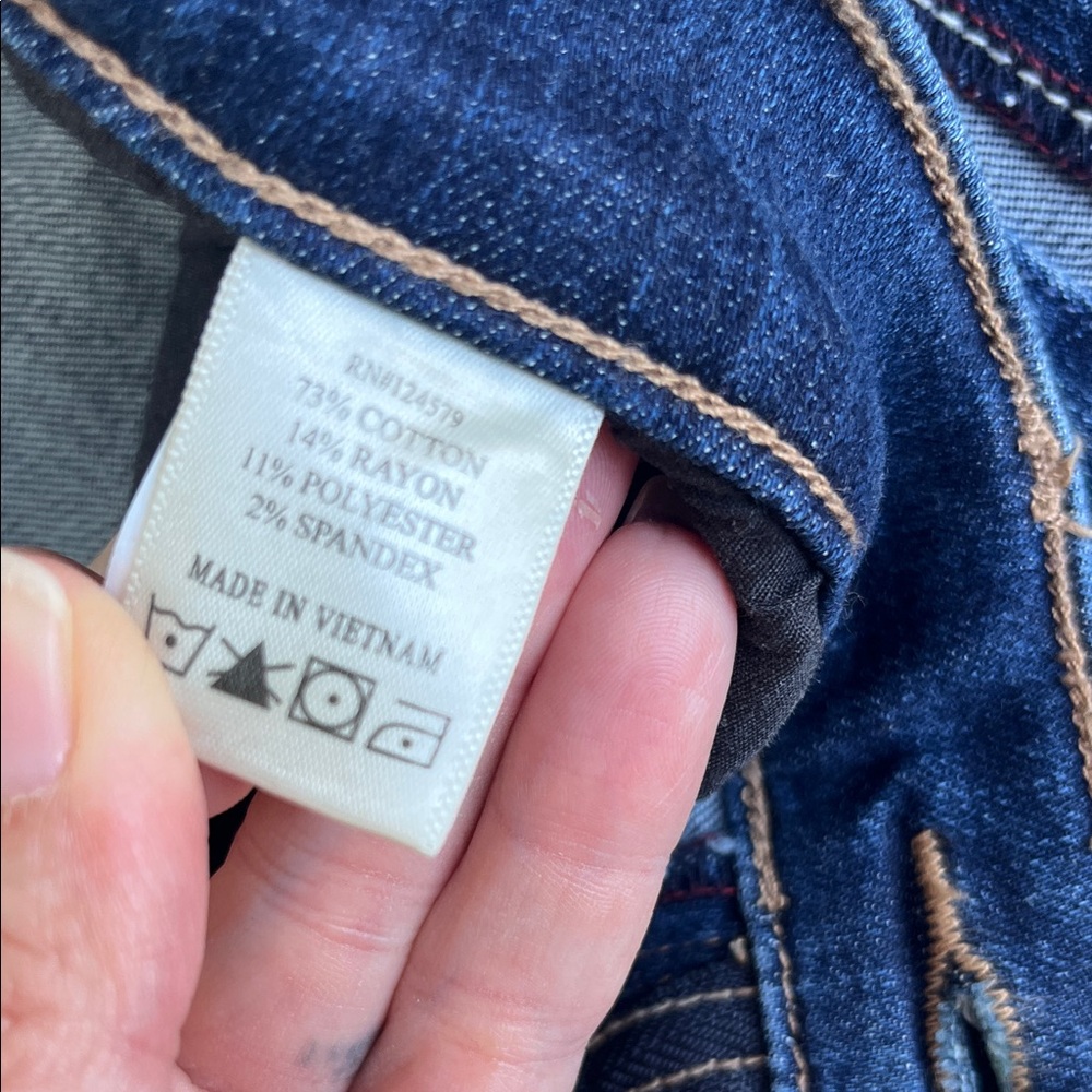 Like new Sneak Peek Indigo Straight Leg mid rise Jeans with Side Stripe - Picture 12 of 16